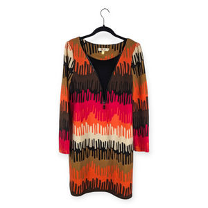 Anthropologie Aryeh Color Block Waffle Knit Zipper Accent Mini Dress Size XL